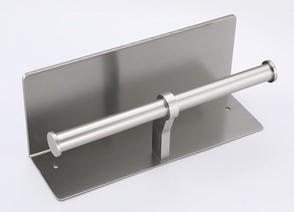 Toilet Paper Holder - Double Rolls Toilet Tissue Holder with Phone Shelf for Bathroom - TP Roll Holder with Wipes Storage, Wall Mounted by Adhesive Tape No Drilling or Screw - Brushed Nickel