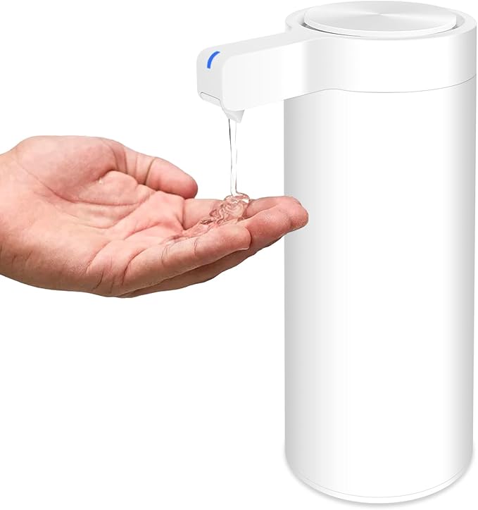 Mamiddle Automatic Soap Dispenser Stainless Steel with Sensor Infrared Soap Dispenser Electric IPX5 Waterproof USB-C Charging Motion Sensor for Kitchen & Bathroom (White)