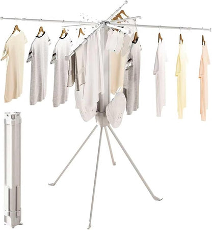 Clothes Drying Rack, Telescoping Tripod Foldable Laundry Dryer, Portable Space Saving Garment Organizer for Laundry Room, Bedroom, Balcony, Apartment & Dorm