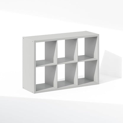 Furinno Cubic Closet Organizers and Storage, 6-Cube Closet Organizer, Open Shelf Closet Storage, Extra Thick Frame for Wardrobe, Bedroom, Living Room, Light Grey
