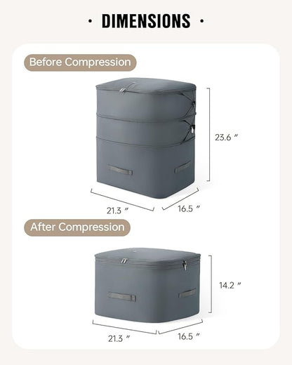 Eachy 3-Pack Comforter Storage Bag Blanket Storage Bags, 136L Compression Storage Bags for Blanket Comforter, Ultra Space Saving Self Compression Organizer