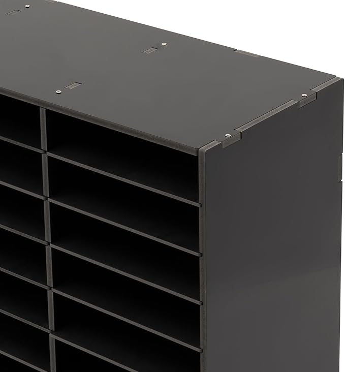 Literature Organizer Sorter,Desktop File Sorter Mail Center Magazine Paper Storage PVC Board File Holder Mailbox Student Classroom Keepers for Home&Office (Black, 36 Slots)
