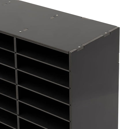 Literature Organizer Sorter,Desktop File Sorter Mail Center Magazine Paper Storage PVC Board File Holder Mailbox Student Classroom Keepers for Home&Office (Black, 36 Slots)