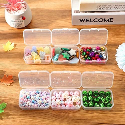 Jetec 6 Pieces Mini Plastic Clear Beads Storage Containers Box for Collecting Small Items, Beads, Jewelry, Business Cards, Game Pieces, Crafts (2.5 x 1.7 x 0.8 Inch)