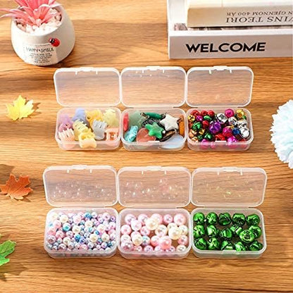 Jetec 6 Pieces Mini Plastic Clear Beads Storage Containers Box for Collecting Small Items, Beads, Jewelry, Business Cards, Game Pieces, Crafts (2.5 x 1.7 x 0.8 Inch)