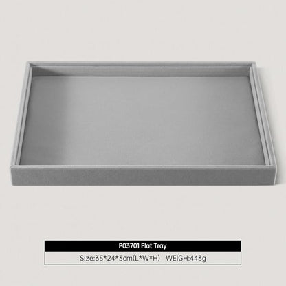 Velvet Stackable Jewelry Display Flat Tray For Ring Earring Necklace Bracelet, Bangle Pendant Storage Blank Plate, Shop Countertop Jewelry Dish Organizer (Gray)