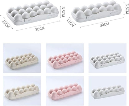 2 Pack Plastic Egg Holder for Refrigerator, Covered Egg Holders, Stackable Egg Container, Countertop Egg Storage Organizer with Lid, 18X2 Eggs