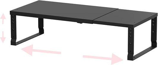 Adjustable Metal Shelving Unit, Stackable & Expendable Storage Rack for Home/Office/Kitchen, Space-Saving，Sturdy&Durable，Easy Assembly (1PACK/Large/Black