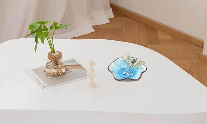 JAMEND CLXP Ice Cracking Leaf Jewelry Dish, Decorative Ring Holder Small Trinket Tray Bowl, Gifts for Daughter Mom Friends, Lake Blue.