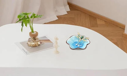 JAMEND CLXP Ice Cracking Leaf Jewelry Dish, Decorative Ring Holder Small Trinket Tray Bowl, Gifts for Daughter Mom Friends, Lake Blue.
