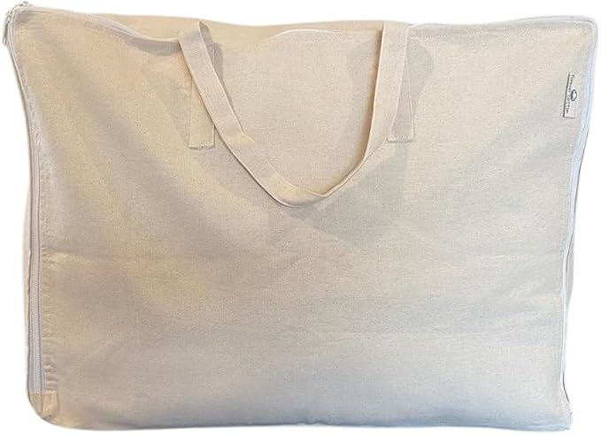 Forever Cotton Blanket and Comforter Storage Bag with Handles for Comforters, Blankets, Linens and Garments | Underbed Breathable Closet Organizer Bag (X-Large (24"x15"x12"), Off-White)
