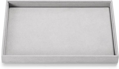 Microfiber Jewelry Tray Stackable Jewelry Organizer Drawer Trays For Necklace Bracelets Watch Perfume Storage Holder (Grey)