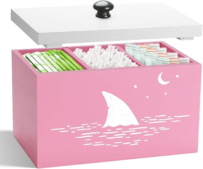 Tampon Holder for Bathroom,Pink Feminine Product Organizer,Girl Stuff Box for Bathroom,Pad and Tampon Organizer for Bathroom,Pad Holder for Bathroom,Shark Week Bathroom Organizer,Bathroom Accessories