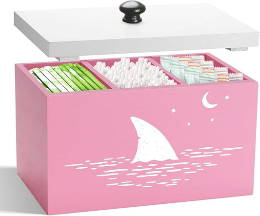 Tampon Holder for Bathroom,Pink Feminine Product Organizer,Girl Stuff Box for Bathroom,Pad and Tampon Organizer for Bathroom,Pad Holder for Bathroom,Shark Week Bathroom Organizer,Bathroom Accessories