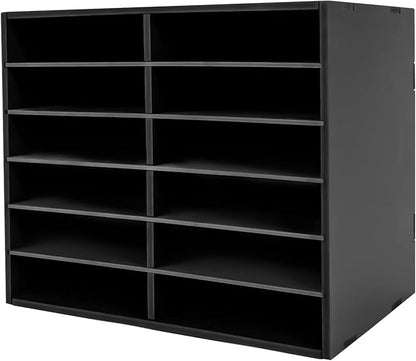 Gdrasuya10 12 Compartments Literature Organizer Adjustable File Sorter Organizer Desktop Document Storage Shelves Classroom Mailbox Office Paper Storage Holder Literature Sorter Cabinet