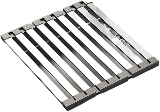 Roll Up Dish Drying Rack, Over Sink Stainless Steel Rack,Foldable Kitchen Sink Mat,Kitchen Sink Drain Rack Dish Storage Rack (17.72" H x 12.8" W)