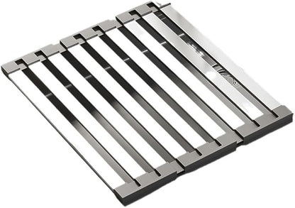 Roll Up Dish Drying Rack, Over Sink Stainless Steel Rack,Foldable Kitchen Sink Mat,Kitchen Sink Drain Rack Dish Storage Rack (17.72" H x 12.8" W)