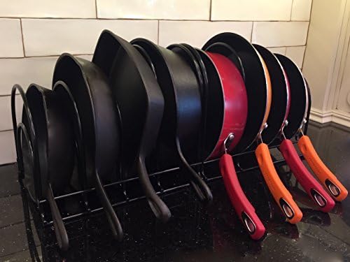 Extreme Matters Heavy-Duty Pots and Pans Organizer | 5-Tier Cookware & Lid Storage Rack | Free-Standing or Wall-Mount | Kitchen Organizer for Cast Iron Skillets, Pots, Frying Pans, Lids | Red