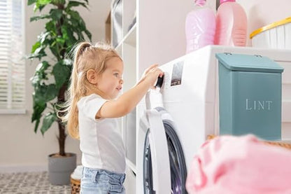 Magnetic Lint Bin for Laundry Room, 2.5L Capacity, Laundry Trash Can, Meadow Blue, Wall Mounted, Satisfaction Guarantee
