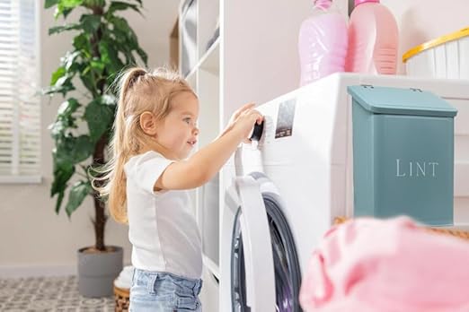 Magnetic Lint Bin for Laundry Room, 2.5L Capacity, Laundry Trash Can, Meadow Blue, Wall Mounted, Satisfaction Guarantee