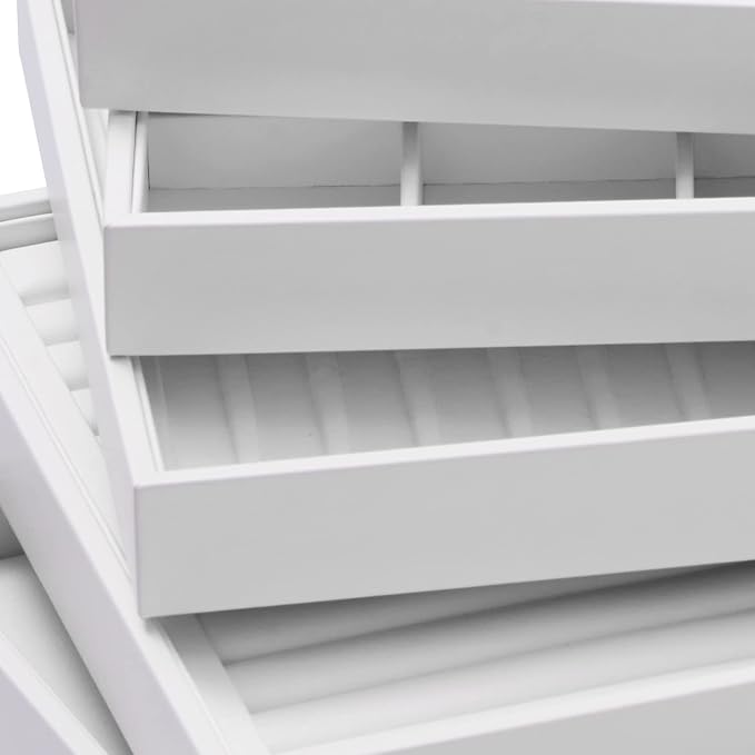 White PU Leather Jewelry Display Tray 24 Grids Pendant Earrings Necklace Organizer Display Showcase Jewelry Storage Tray