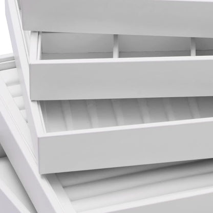 White PU Leather Jewelry Display Tray 24 Grids Pendant Earrings Necklace Organizer Display Showcase Jewelry Storage Tray