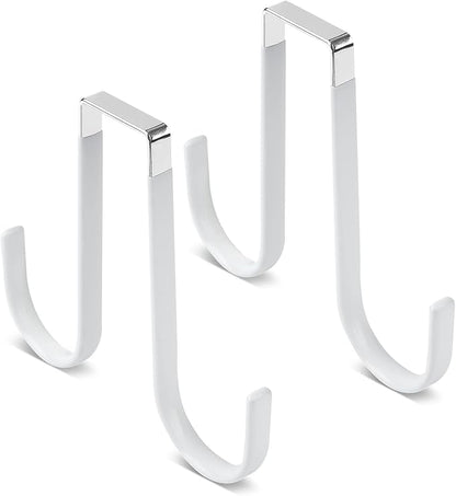 Double Sided Over The Door Hooks for Clothes. Over The Door Hanger Hook Set of Two. Towel Hanger for Bathroom, Wreath Hook, Coat Rack Hat Organizer or Plant Hooks for Ceiling 2 Pack