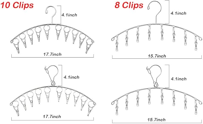 Strong Stainless Steel Laundry Drying Rack Clothes Hanger with 10 Clothespins Indoor Space Saver Hanging Clothing Organizer Mitten Sock Hangers