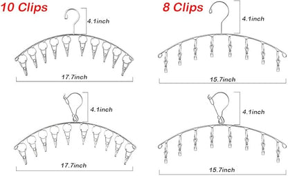 DurReus Reusable Stainless steel Drying Rack Laundry Drip Hanger 8 Clips Closet Organizer for Hanging Lingerie,Underwear,Clothes Disapers,Mitten,Socks,Hats,Bras,Skirts,Scaf