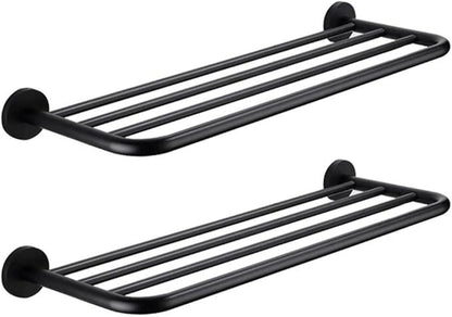 Hotel Towel Racks for Bathroom Wall Mounted, 30 Inch Towel Shelf for Bathroom, 2-Tier Bathroom Towel Rack, Black