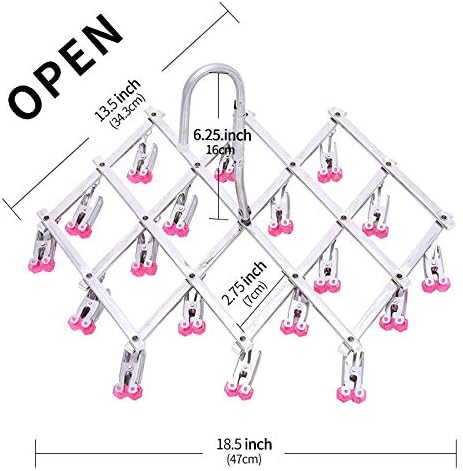 Drying Rack, Stainless Steel with 18 Pegs, Windproof Folding Portable Laundry Drip Hanger for Socks and Underwear