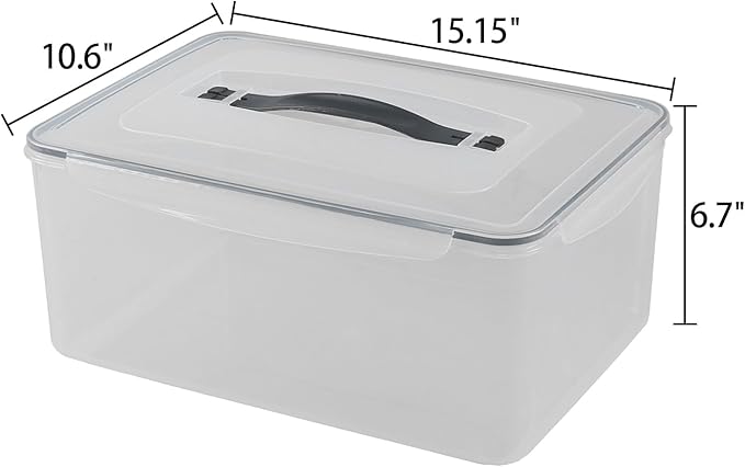 Yuright 4 Packs Airtight Food Storage Container, 15 Quart Clear Latching Storage Bin with Seal Lid, Sealed Fresh Keeping Box