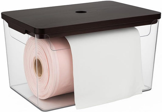 Nina's Stackable Storage With Wood Pine Top for Laundry Room Organization, Extra Large Trash Bag/Garbage Bag Dispenser, Under Sink Organizer, Pantry Organizers , Trash Holder