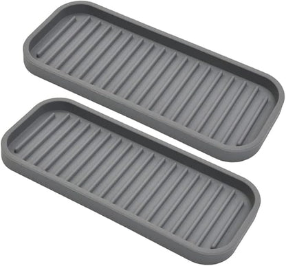 silicone sponge holder - dish soap holder for kitchen counter 2 Pack, Waterproof sponge soap tray for kitchen sink bathroom, Multipurpose sink caddy organizer for soap dispenser Scrubbers Makeup Gray