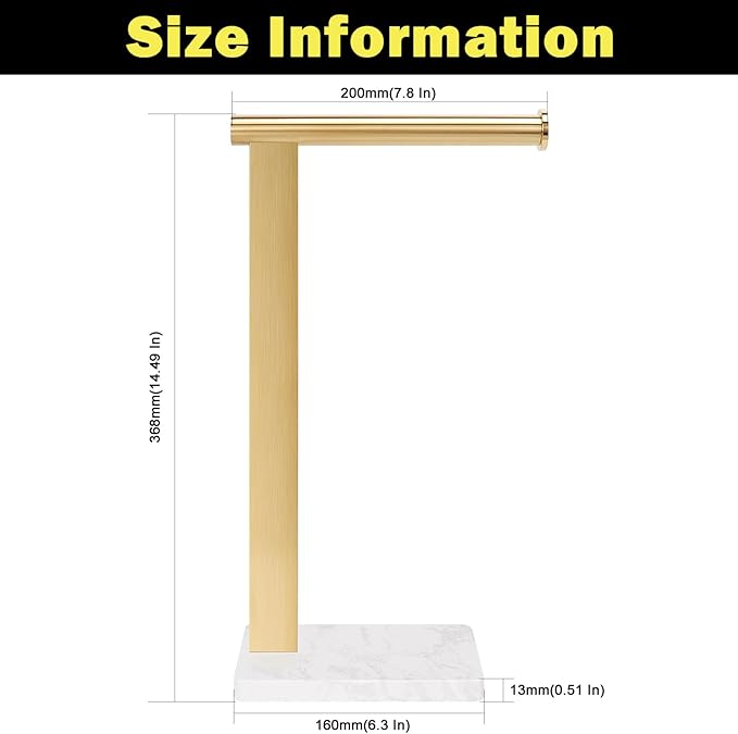 Stainless Steel L-Shaped Hand Towel Holder, SUS304 Bathroom Towel Rack with Thickened Base for Countertop Vanity (Gold, Square Base)