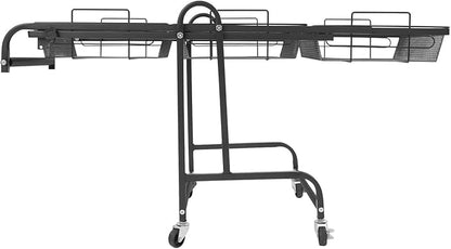 3 Tier Adjustable Storage Carts, Movable Utility Cart, Metal Rolling Cart, Multi-Functional Storage Trolley w/Wheels, Storage Shelves for Kitchen/Bathroom/Bedroom/Office (Black)