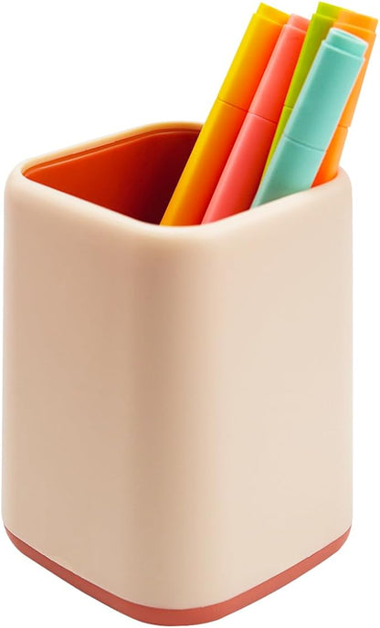 ZUFECY Pencil Holder, Makeup Brush Holder Desktop Organizer Storage Case Scandinavian Design for School Home Office Supplies (Pink)