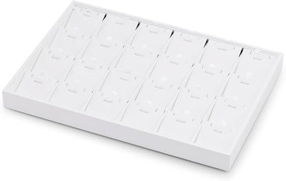 White PU Leather Jewelry Display Tray 24 Grids Pendant Earrings Necklace Organizer Display Showcase Jewelry Storage Tray