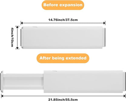 5 Pack Drawer Dividers, 4 Inch High Adjustable Dresser Drawer Organizers, Expandable from 14.8-22 inch Separators for Clothes, Kitchen, Office, Bathroom Organization, White