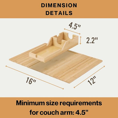 Couch Cup Holder Tray - Portable Sofa Arm Tray Table - Anti-Spill Armchair Caddy Couch Arm Table Snack Organizer with Removable Tray - Remote Control Holder Perfect for Cups, Snacks, Phone