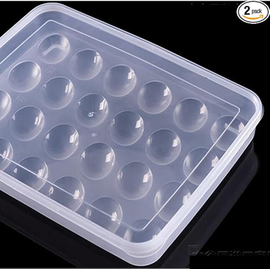Jilukibo Egg Holder for Refrigerator with Lid, 24 Count Egg Tray Carrier Storage Box for Fridge, Stackable Clear Plastic Egg Container Dispenser Box to Keep Fresh (2 Pack)