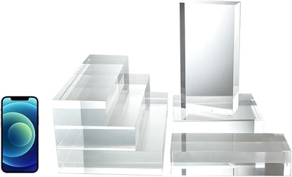 CiaoHER 2in Thickness Solid Acrylic Cube Display Block Clear Polished Pedestal Stand Riser Solid Base 2" x 6" x 12", 1 Pack