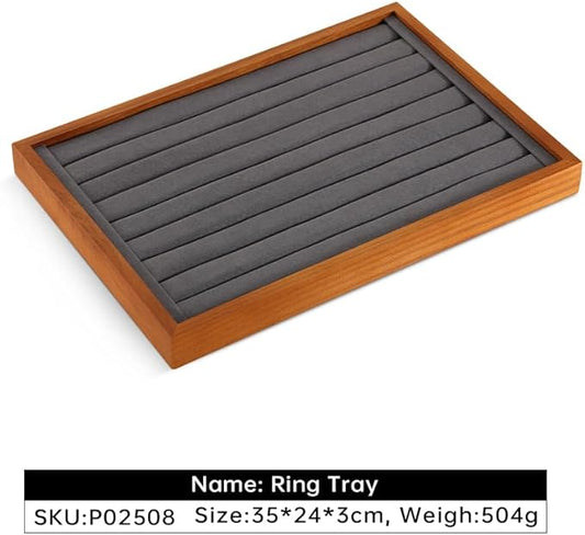 Yinbeini Ring Storage Tray, Wood Ring Tray For Jewelry,Black Earring Stud Organizer,Premium Jewelry Drawer Organizer