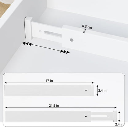 Ruichang Bamboo Kitchen Drawer Divider 4 Pack,17-22" Adjustable Utensil Drawer Organizer for Dresser Bathroom Bedroom,White