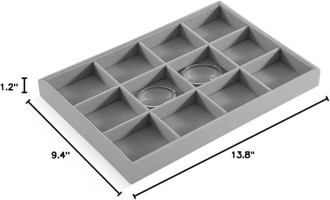 Jewelry Organizer For Drawer, Velvet Jewelry Trays,Premium Watch Tray,Luxury Bracelet Storage,Grey Stackers Jewelry Organizer
