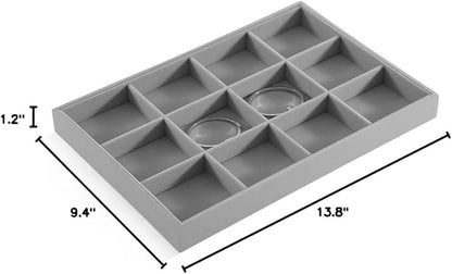 Jewelry Organizer For Drawer, Velvet Jewelry Trays,Premium Watch Tray,Luxury Bracelet Storage,Grey Stackers Jewelry Organizer