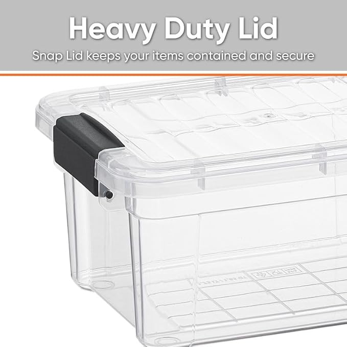 Superio Clear Storage Boxes with Lids, 3.5 Quart Plastic Container Bins for Organizing, Stackable Crates, BPA Free, Non Toxic, Odor Free, Organizers for Home, Office and Dorm, 8 Pack