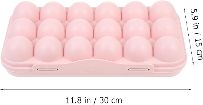 UPKOCH Pink Plastic Egg Container for Refrigerator 18-Egg Storage Organizer with Lid Stackable Holder for Kitchen Fridge Reusable Fresh Box