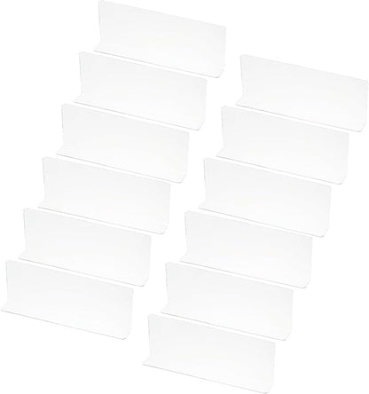 PATIKIL 12 Pack Shelf Dividers for Closet Organization, 11x1.57x3.9 Acrylic Closets Separator Kitchen Cabinet Shelves Under Bed Blocker for Bedroom Kitchen Office, Clear