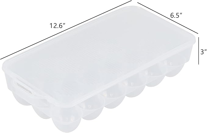 4 Packs Clear Plastic Egg Holders, Home Egg Containers with Lid, Egg Storage Box, Fits 18 x 4 Eggs (72 Eggs)